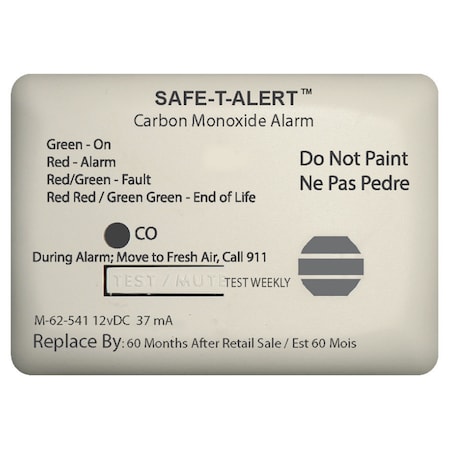 Safe-T-Alert 62 Series Carbon Monoxide Alarm-12V-62-541-Marine Surface Mount-White 62-541-MARINE